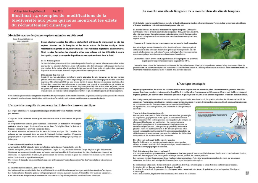 Le concept de bio climat, écosystème comme indicateur de la santé des pôles